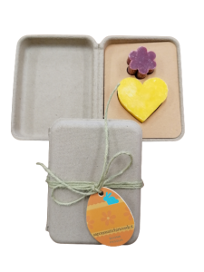 Easter package with heart and flower soaps