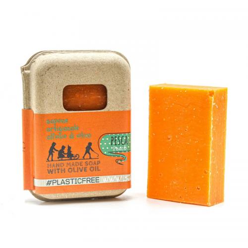 PEACH SOAP IN RECYCLED CARTON PACKAGING 100 gr